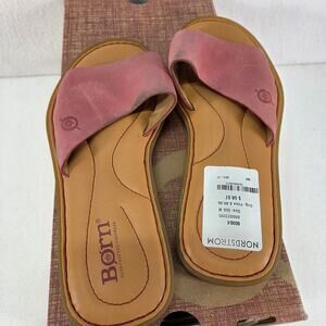 Born Jada Leather Slip On Open Toe Flat Slides Sandals Pink Women's Size 6M NWOT